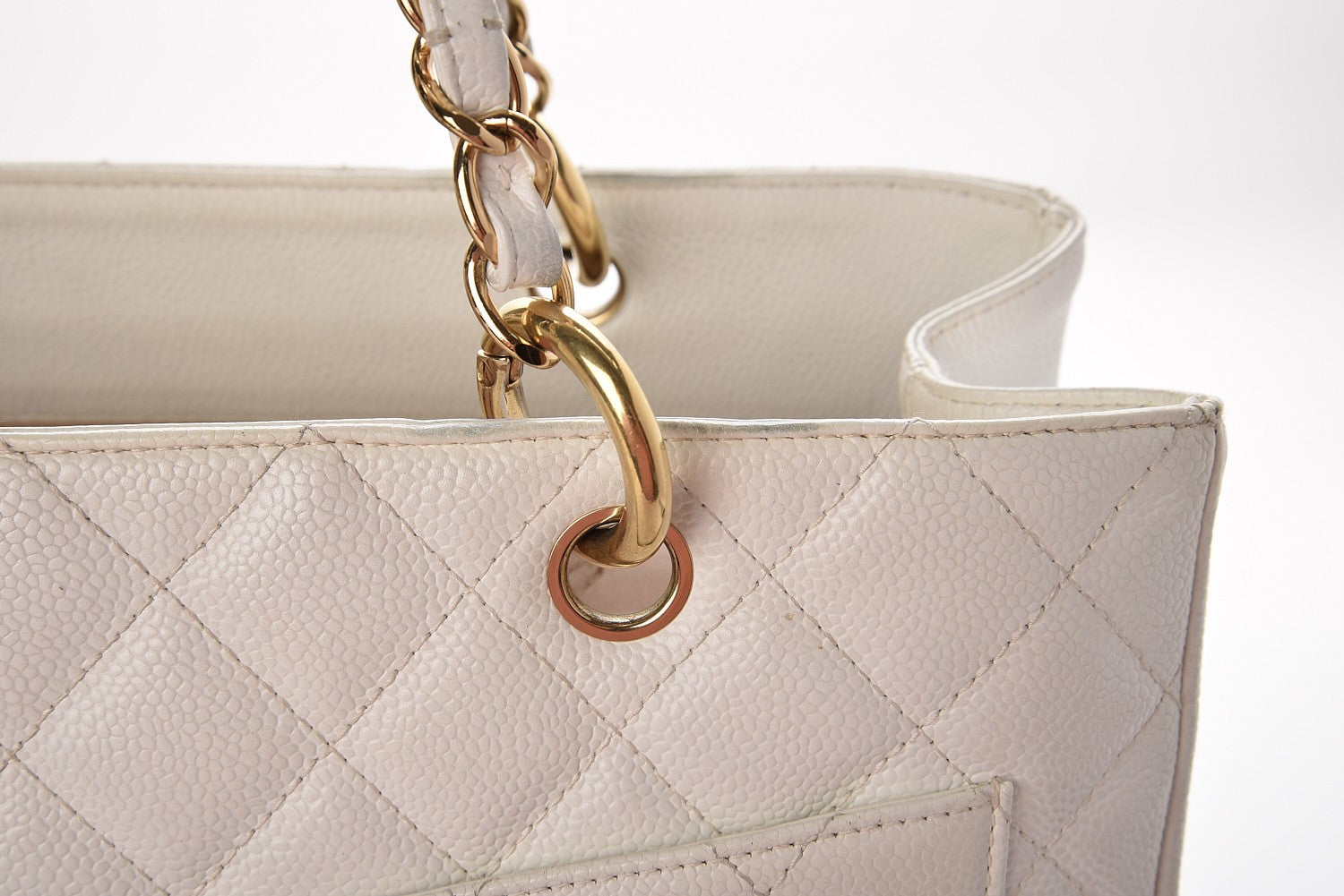 Chanel Caviar Quilted Grand Shopping Tote GST White 13 of 17