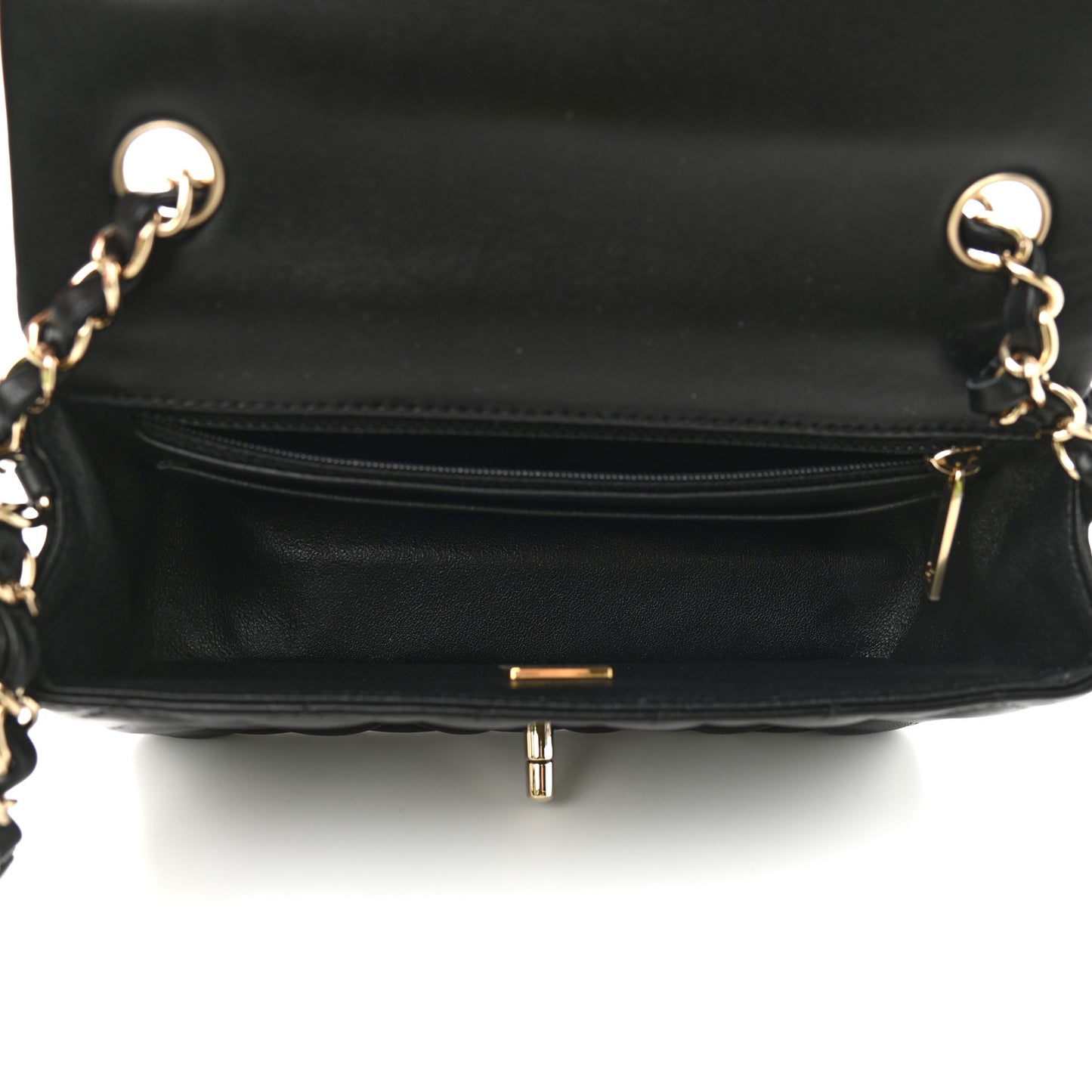 Lambskin Quilted Mini Rectangular Flap Black