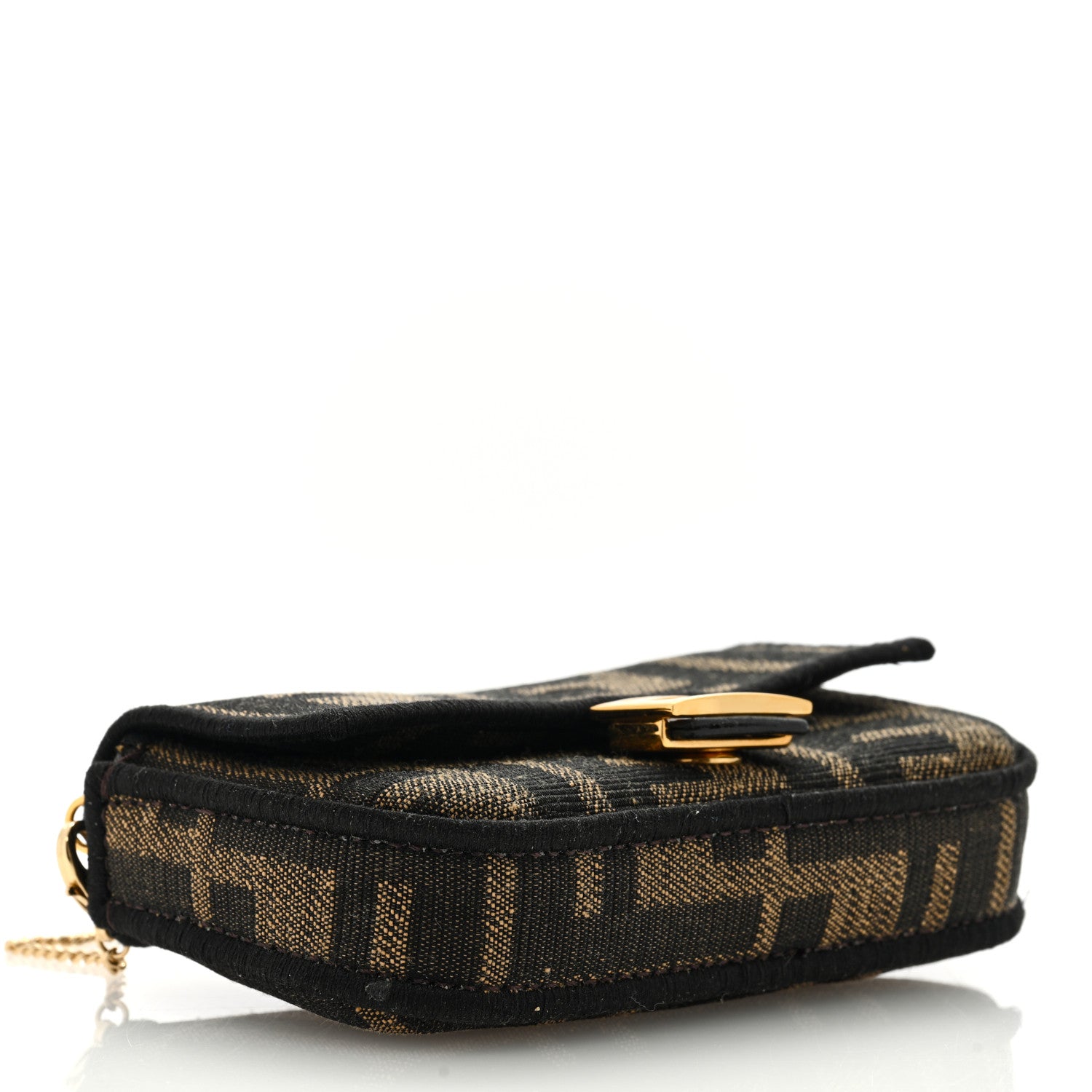 Fendi Fabric Jacquard FF 1974 Nano Baguette Charm Tobacco Moro Black 4 of 8