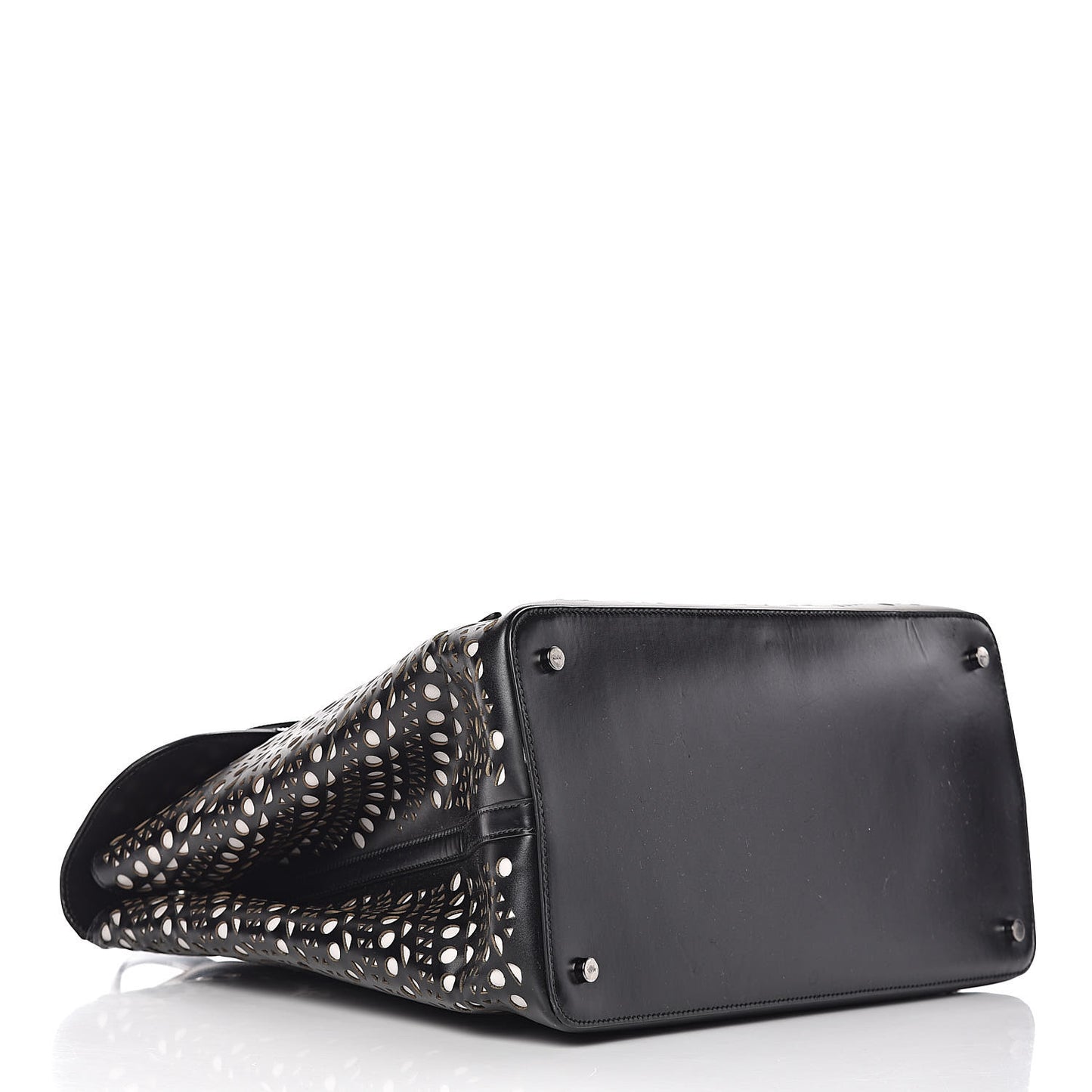 Calfskin Laser Cut Flap Tote Black