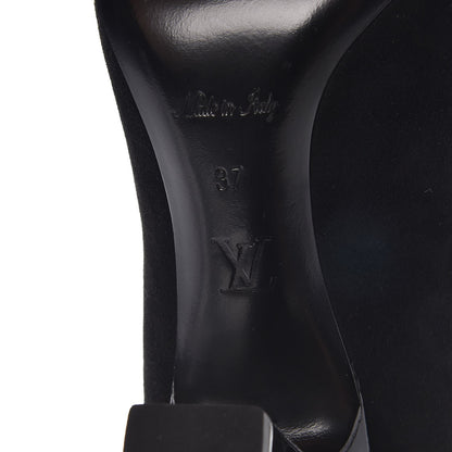 Louis Vuitton Suede Monogram Uniformes Cap Toe Chelsea 75mm Ankle Boots 37 Black 6 of 8