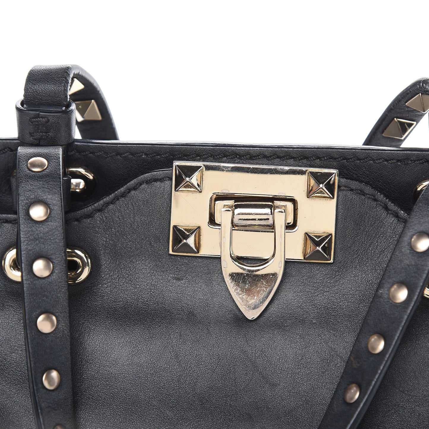 Vitello Mini Rockstud Tote Black