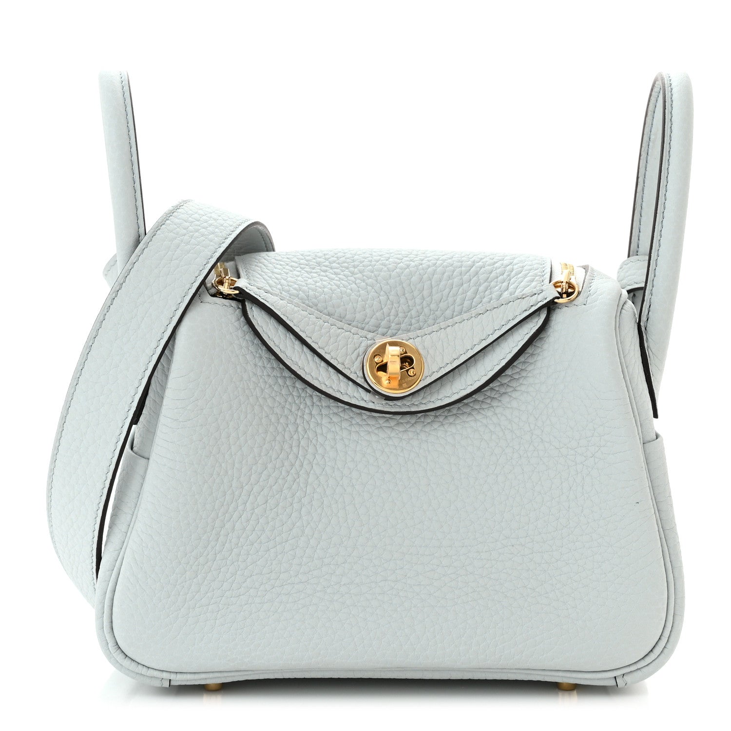 Hermes Taurillon Clemence Mini Lindy 20 Bleu Pale 1 of 11