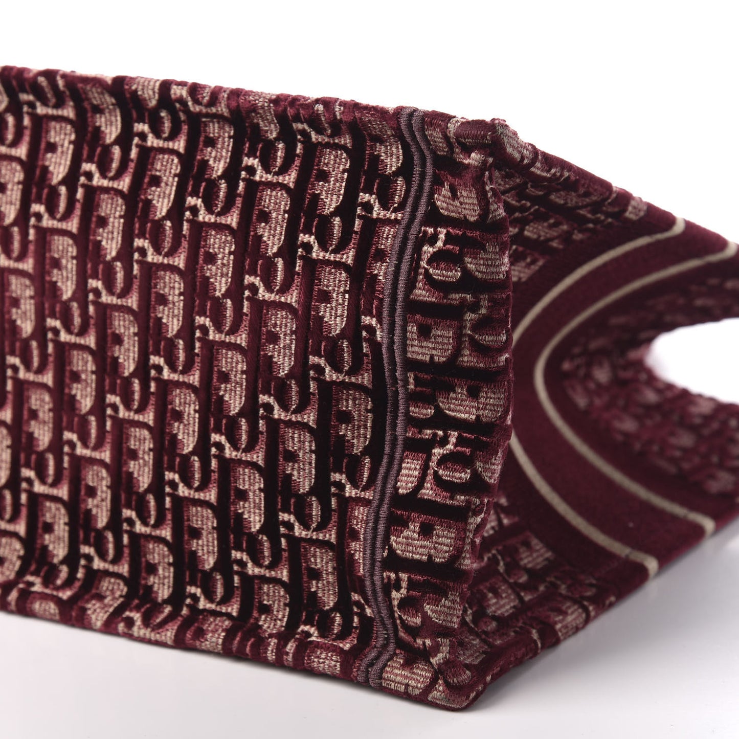 Oblique Velvet Medium Book Tote Burgundy