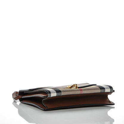 Burberry Derby Calfskin House Check Small Macken Crossbody Bag Tan 4 of 7