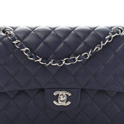 Chanel Caviar Quilted Medium Double Flap Dark Blue 10 of 10