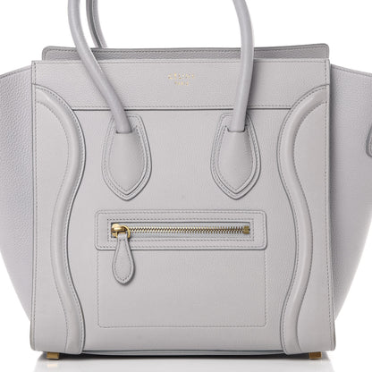 Celine Drummed Calfskin Micro Luggage Light Grey 9 of 12