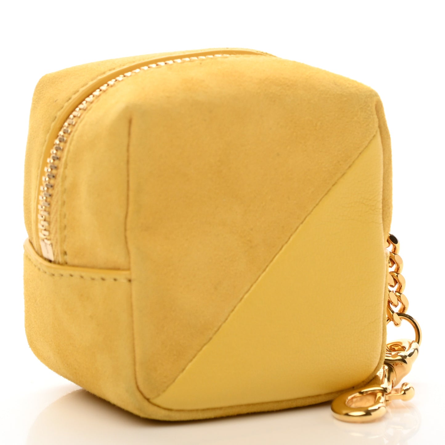 Suede Lambskin Jaime Cube Charm Keychain Sunflower