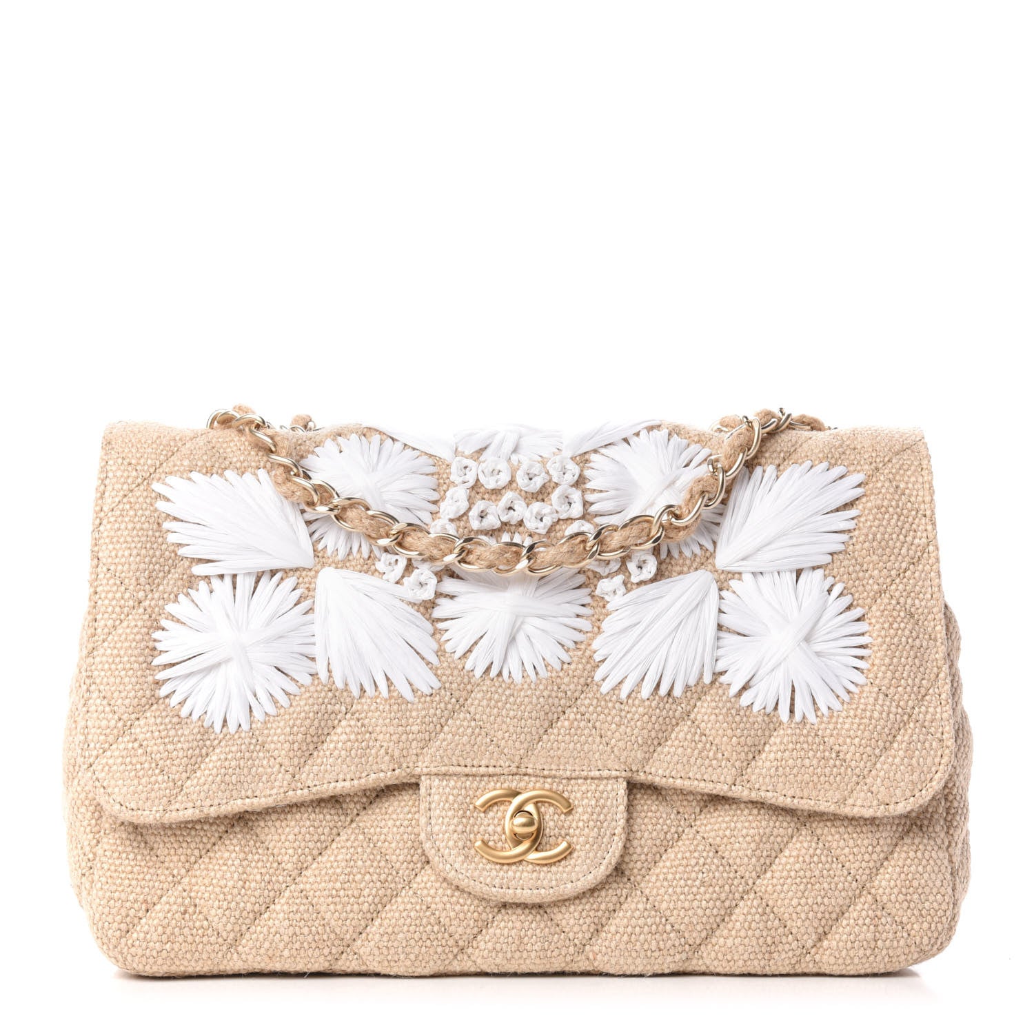 Chanel Tweed Raffia Coco Country Jumbo Flap 1 of 11