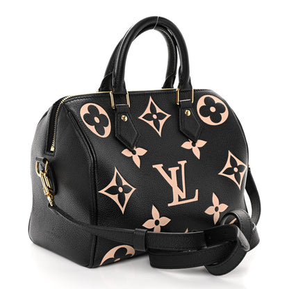 Louis Vuitton Empreinte Monogram Giant Speedy Bandouliere 25 Black Beige 3 of 10