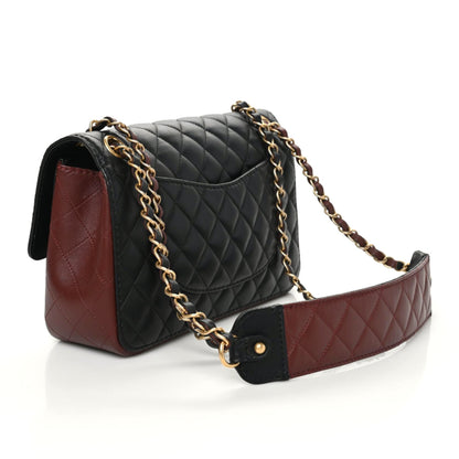 Chanel Calfskin Quilted Strap Into Flap Bag Black Brown 3 of 9