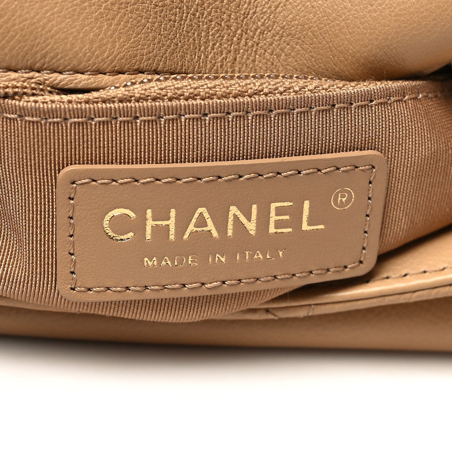 Calfskin Quilted Messenger Flap Beige
