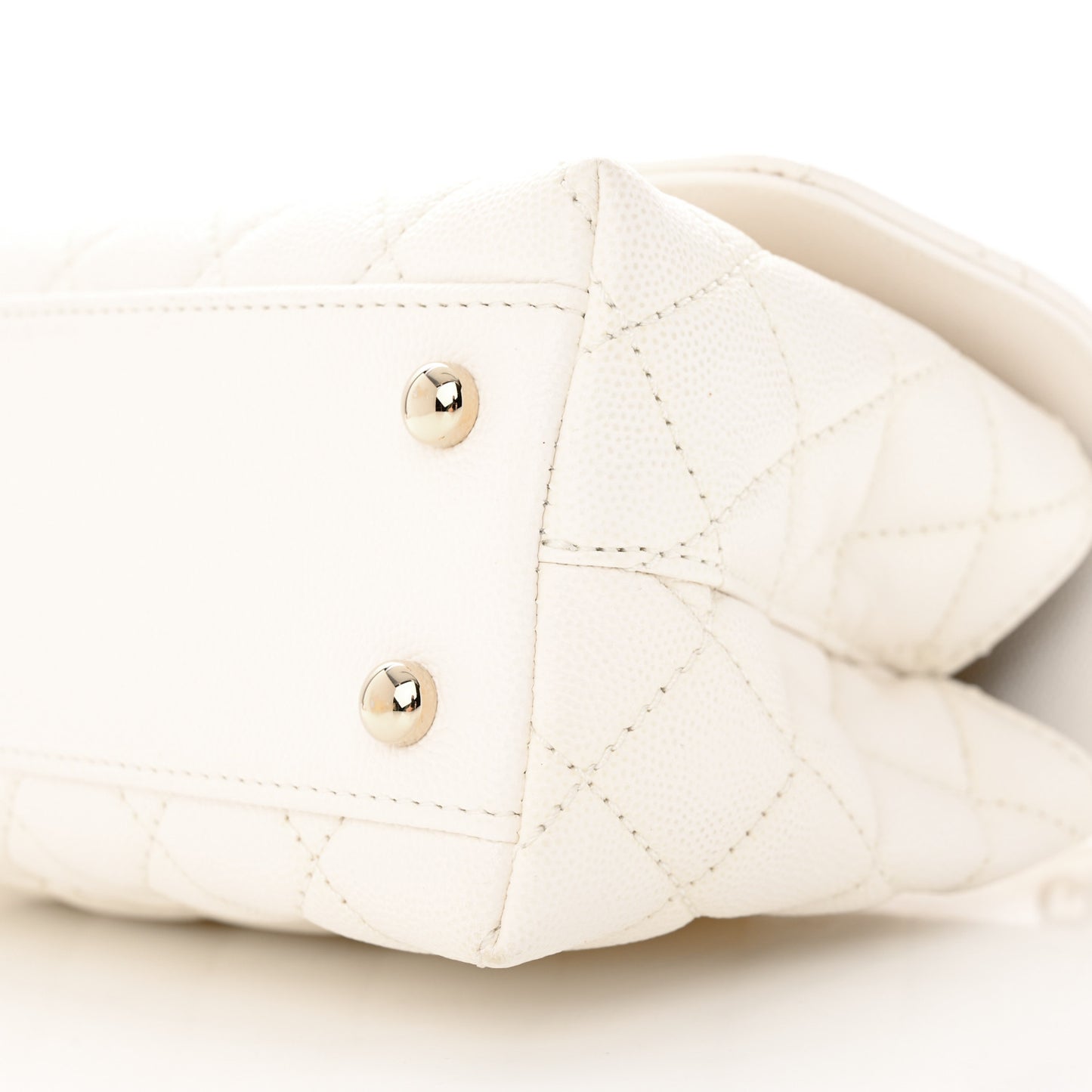 Caviar Quilted Mini Coco Handle Flap White