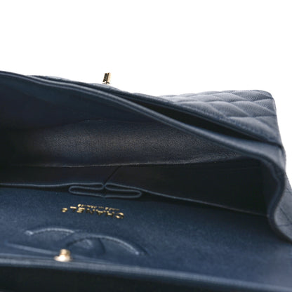 Chanel Caviar Quilted Medium Double Flap Dark Blue 4 of 8