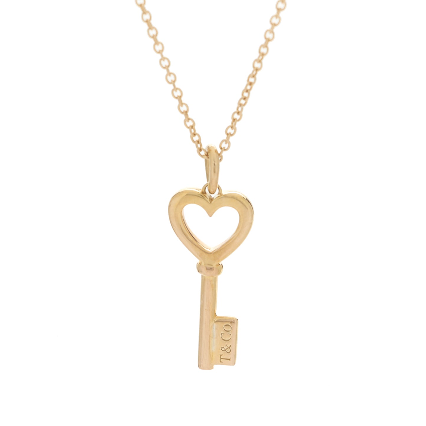 18K Rose Gold Mini Heart Key Pendant Necklace