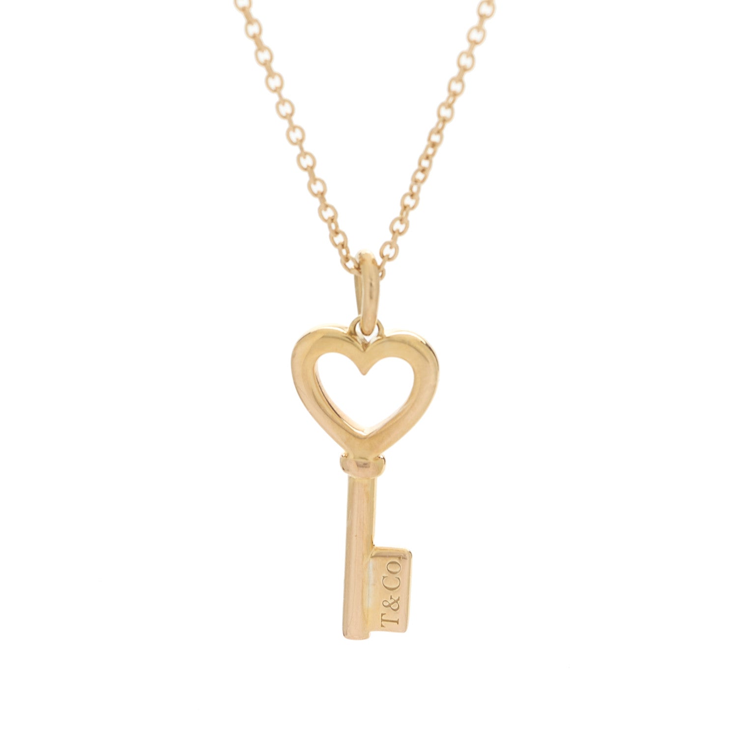 Tiffany 18K Rose Gold Mini Heart Key Pendant Necklace 4 of 6