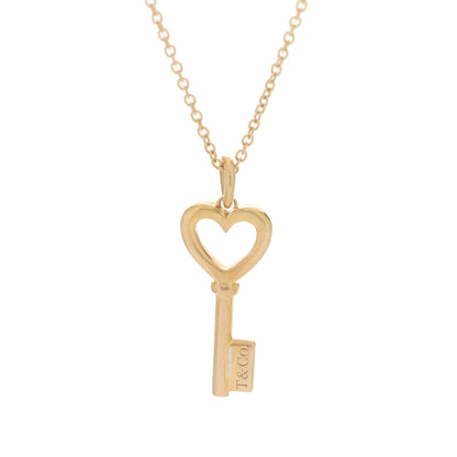 Tiffany 18K Rose Gold Mini Heart Key Pendant Necklace 4 of 6