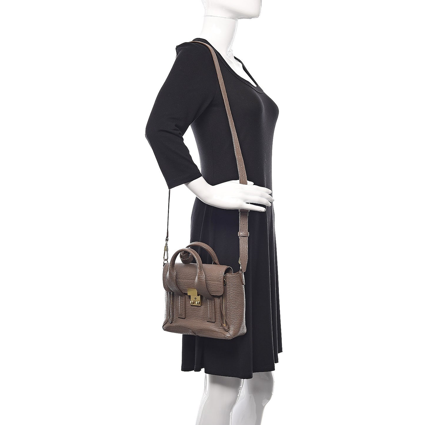 3.1 Textured Calfskin Mini Pashli Satchel Taupe