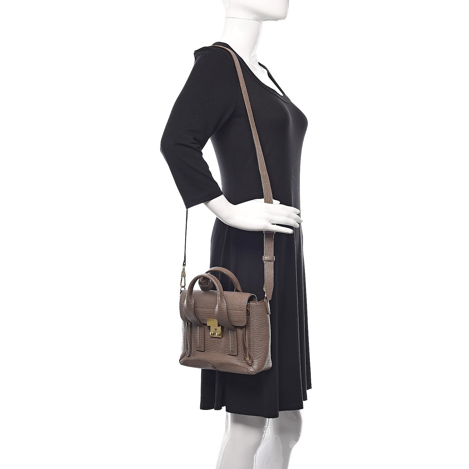 3.1 Phillip Lim 3.1 Textured Calfskin Mini Pashli Satchel Taupe 2 of 16