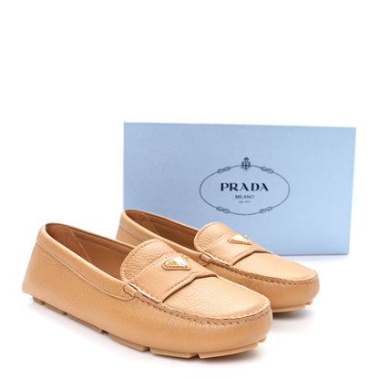 Prada Cervo Triangle Driving Loafer 39.5 Naturale 10 of 10