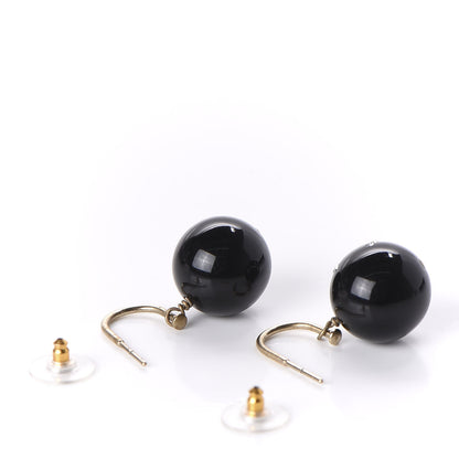 Chanel Resin Crystal CC Earrings Black 3 of 3