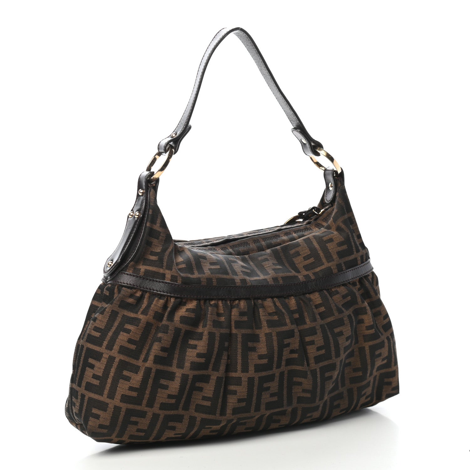 Fendi Zucca Cuoio Lucido Chef Hobo Tobacco Moro 3 of 9