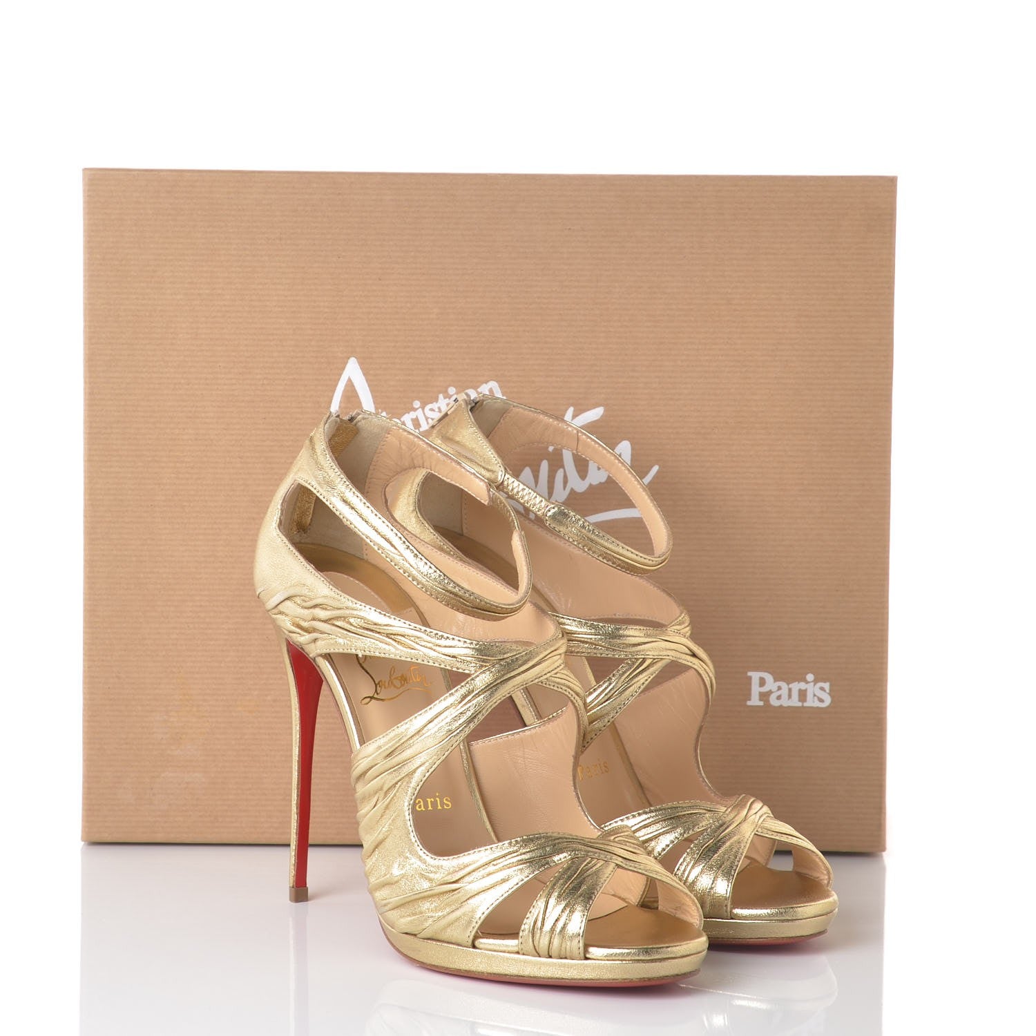 Christian Louboutin Metallic Nappa Kashou 120 Sandals 39 Light Gold 10 of 10