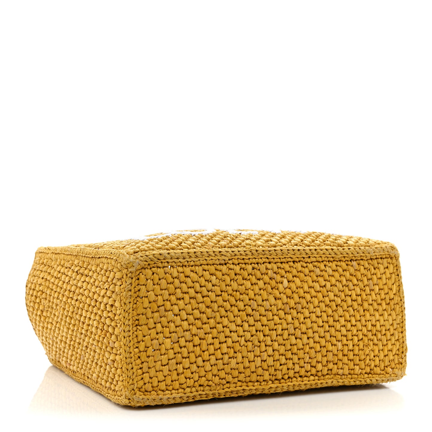 Raffia Small Paula's Ibiza Logo Tote Ochre