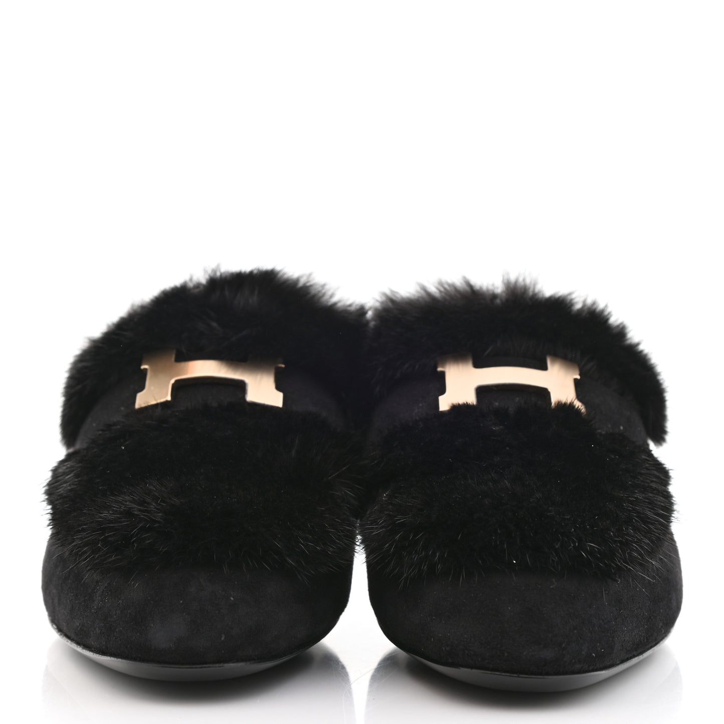 Mink Fur Suede Goatskin Trocadero Mule 36 Black