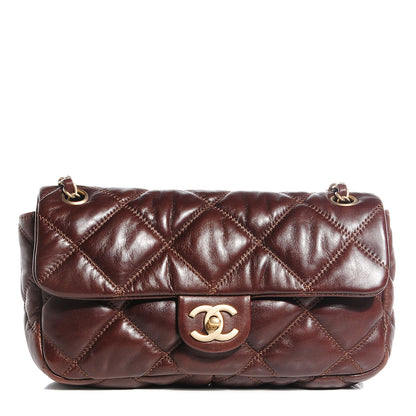Chanel Lambskin Bubble Quilt Flap Bag Brown 5 of 15