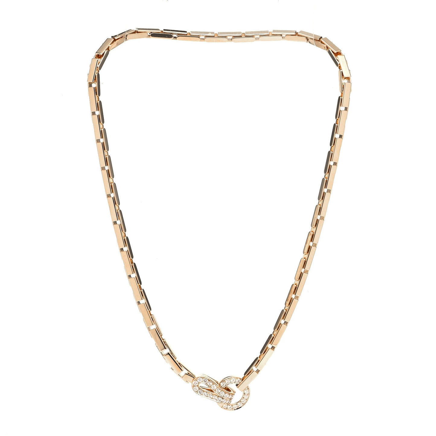 18K Yellow Gold Diamond Agrafe Link Necklace