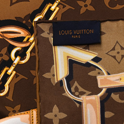 Louis Vuitton Silk Monogram Confidential Square Scarf Brown 3 of 3
