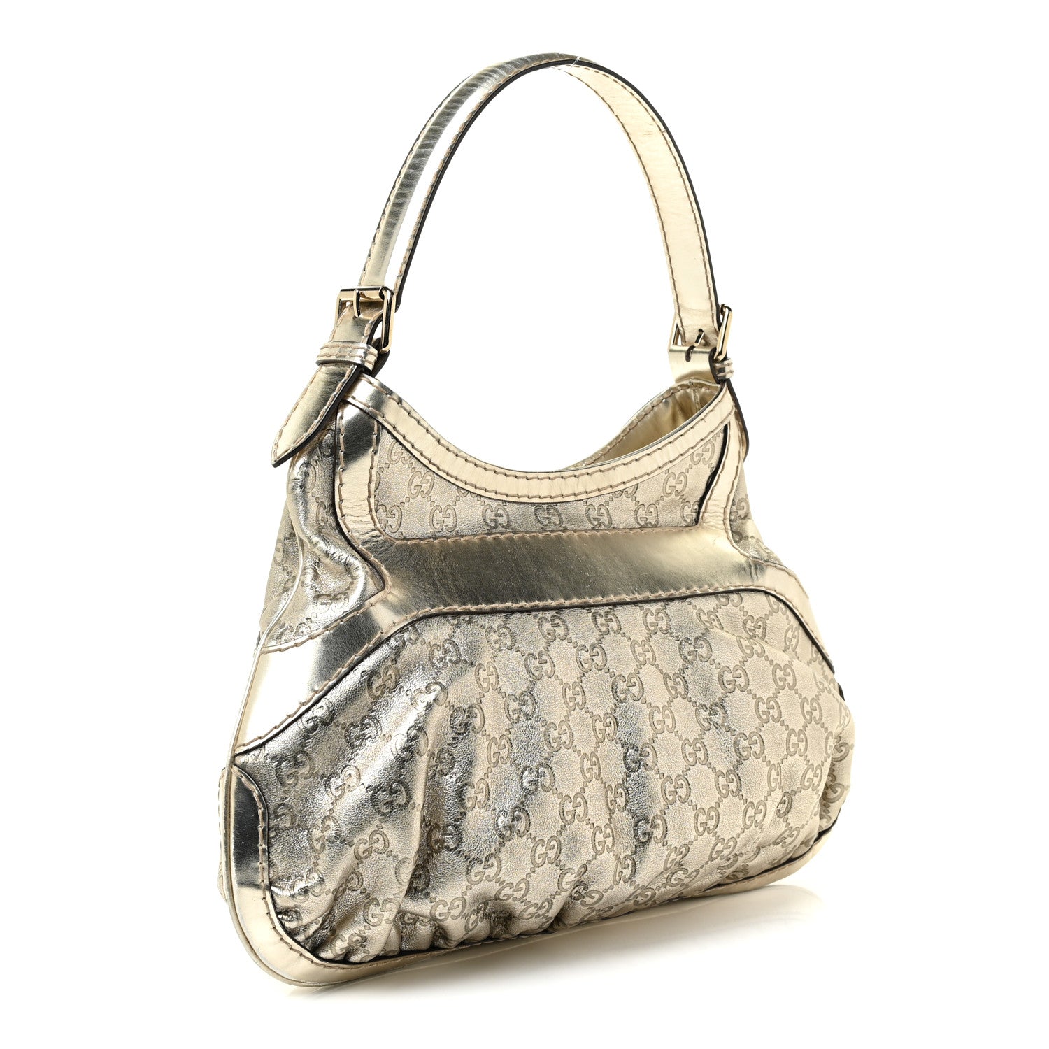 Gucci Metallic Guccissima Queen Bow Hobo Platinum 2 of 14