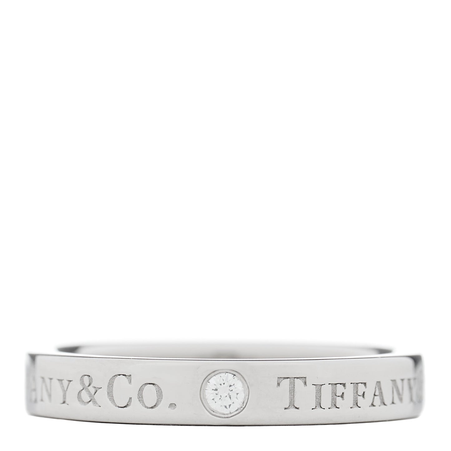 Platinum Diamond Logo Band Ring 49 4.75