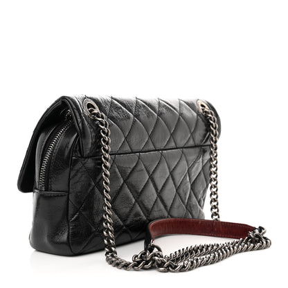 Chanel Glazed Calfskin Quilted Medium Duo Color Flap Black 3 of 10