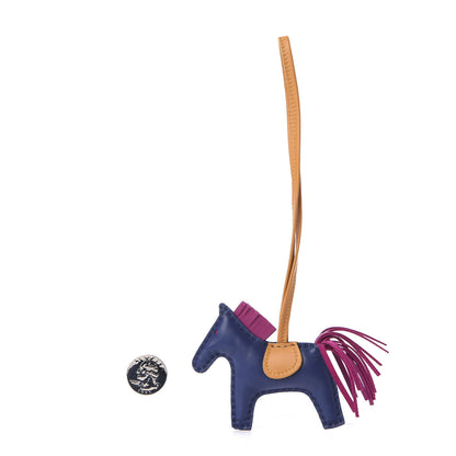 Hermes Milo Lambskin Grigri Rodeo Horse Bag Charm PM Bleu Saphir Rose Pourpre Bouton D'Or 2 of 5