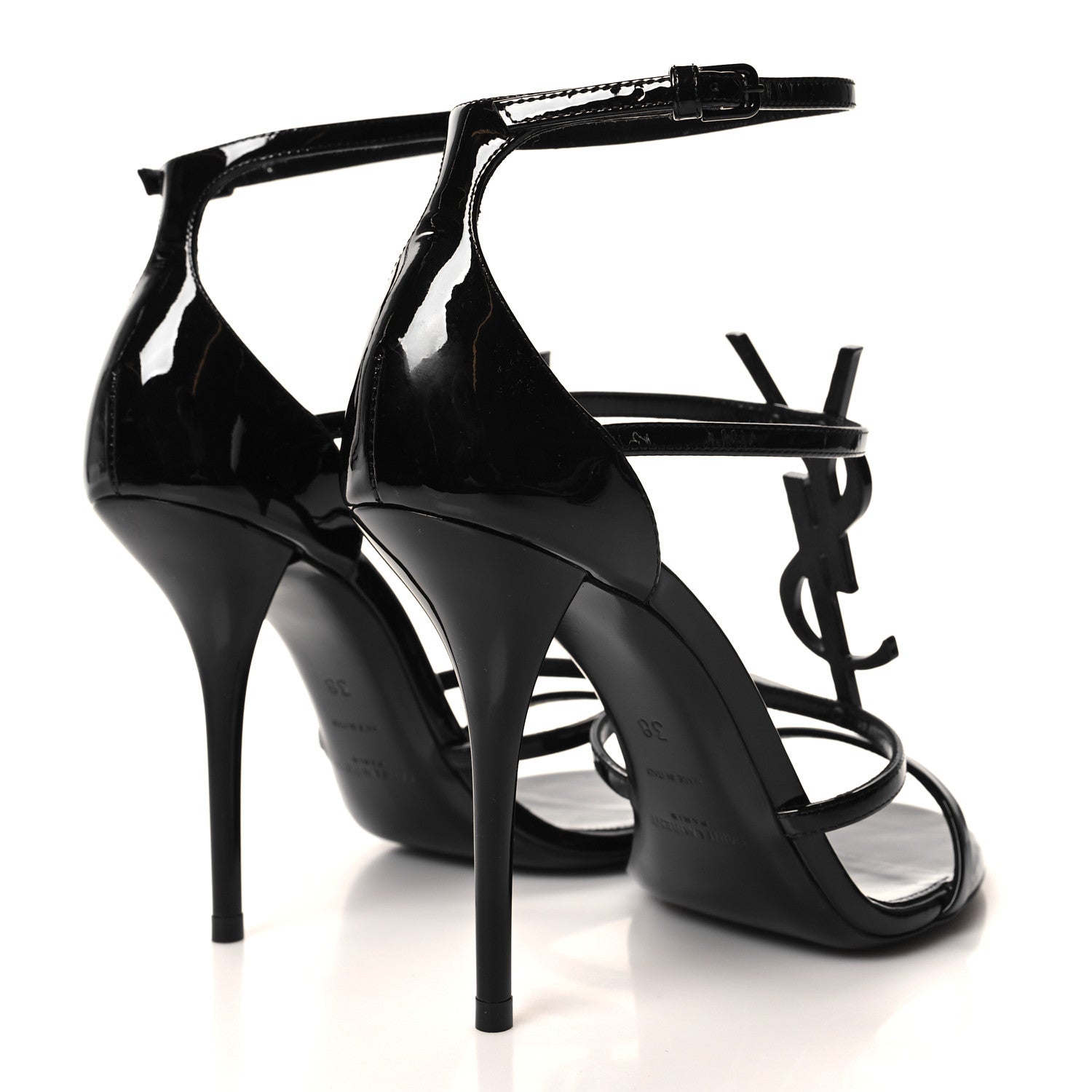 Saint Laurent Patent Cassandra 100 Sandals 38 Black 4 of 9