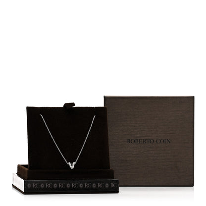 Roberto Coin 18K White Gold Diamond Love Letter V Pendant Necklace 6 of 6