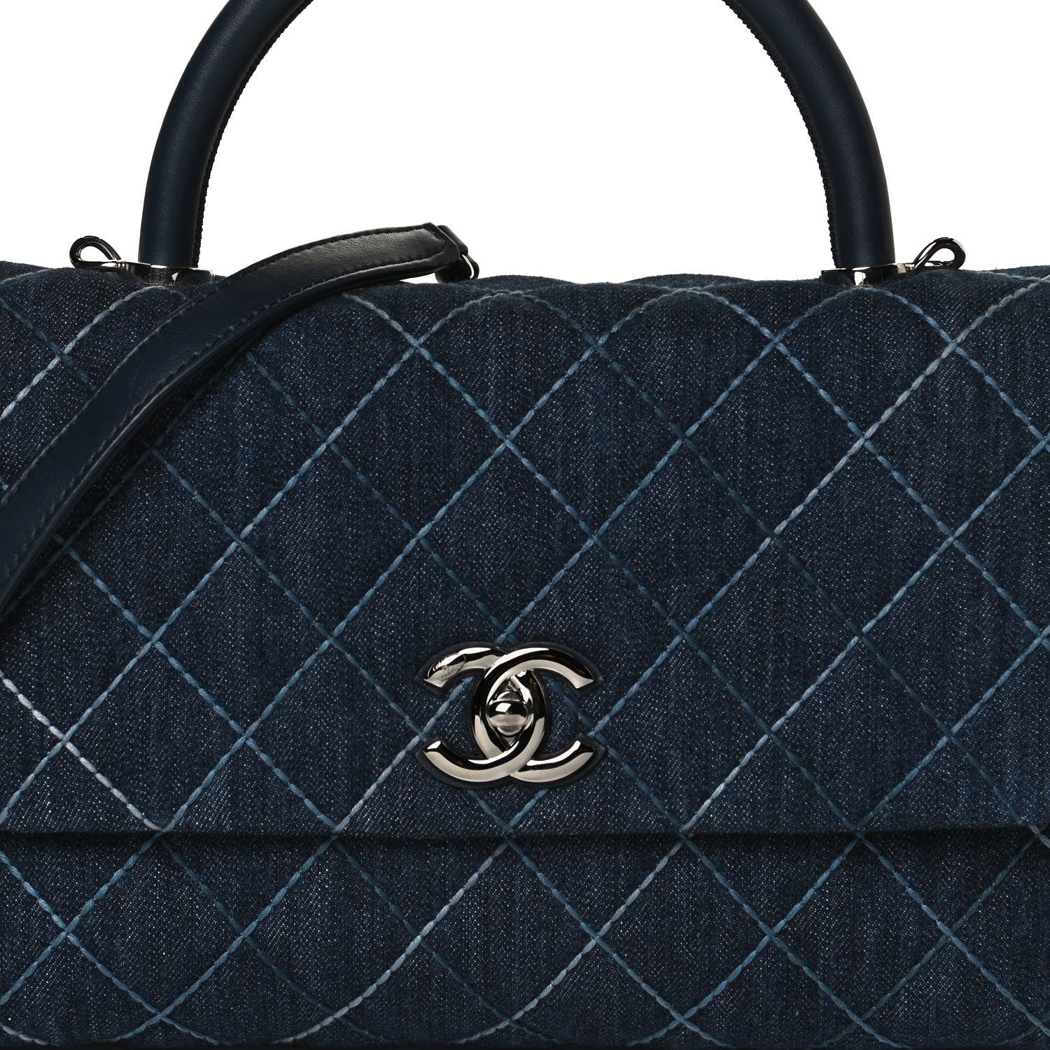 Chanel Denim Quilted Small Coco Handle Flap Blue 8 of 13