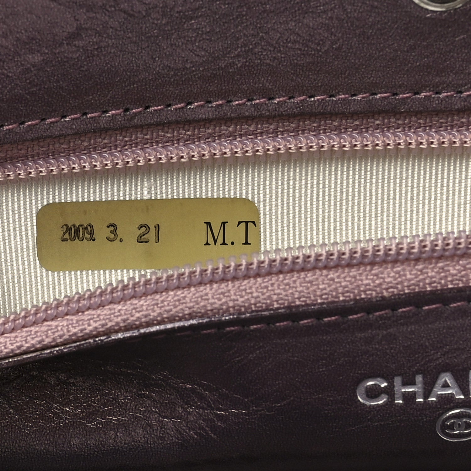 Chanel Metallic Aged Calfskin Quilted 2.55 Reissue Wallet on Chain WOC Purple 7 of 13