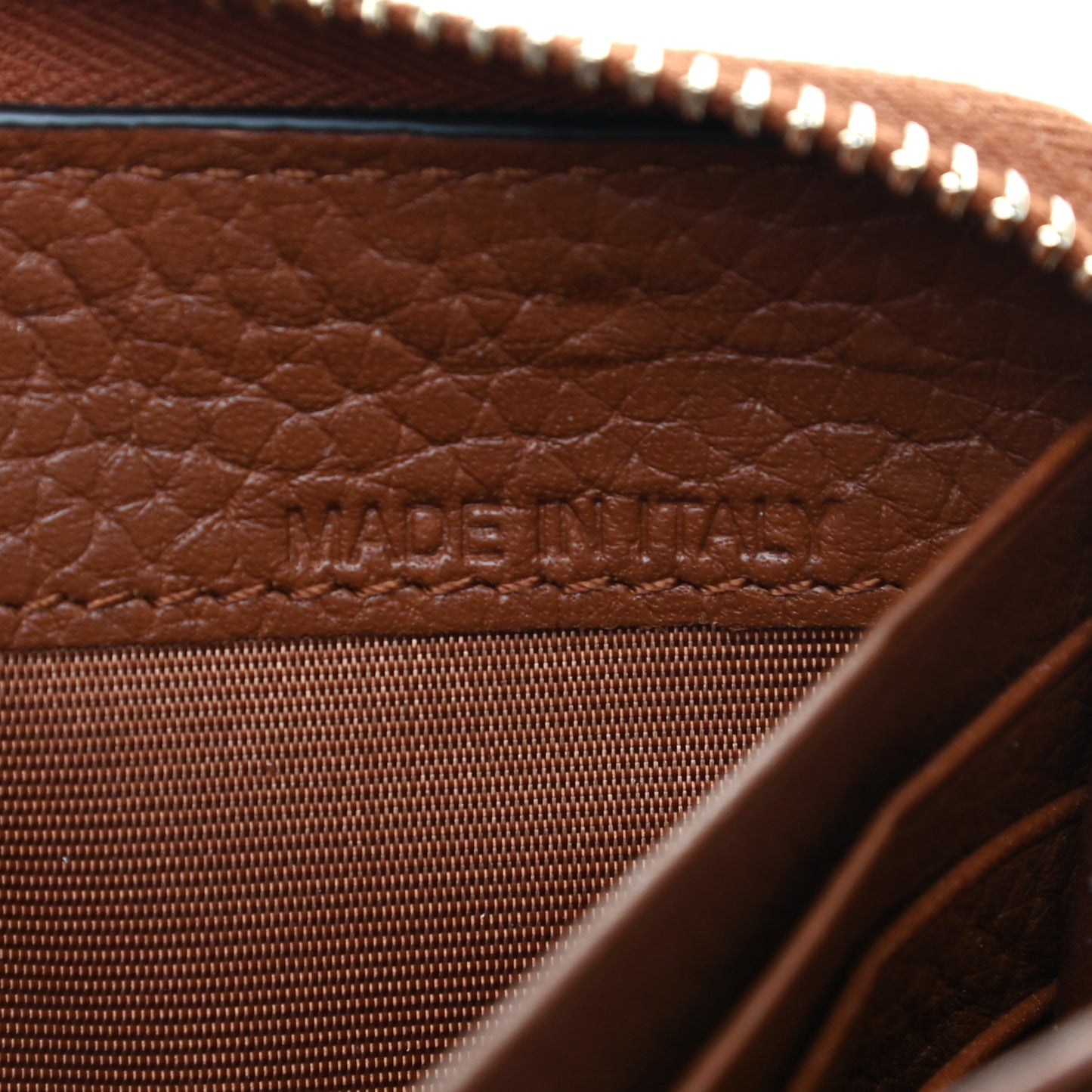 Pebbled Calfskin Rockstud Zip Around Wallet Bright Cognac