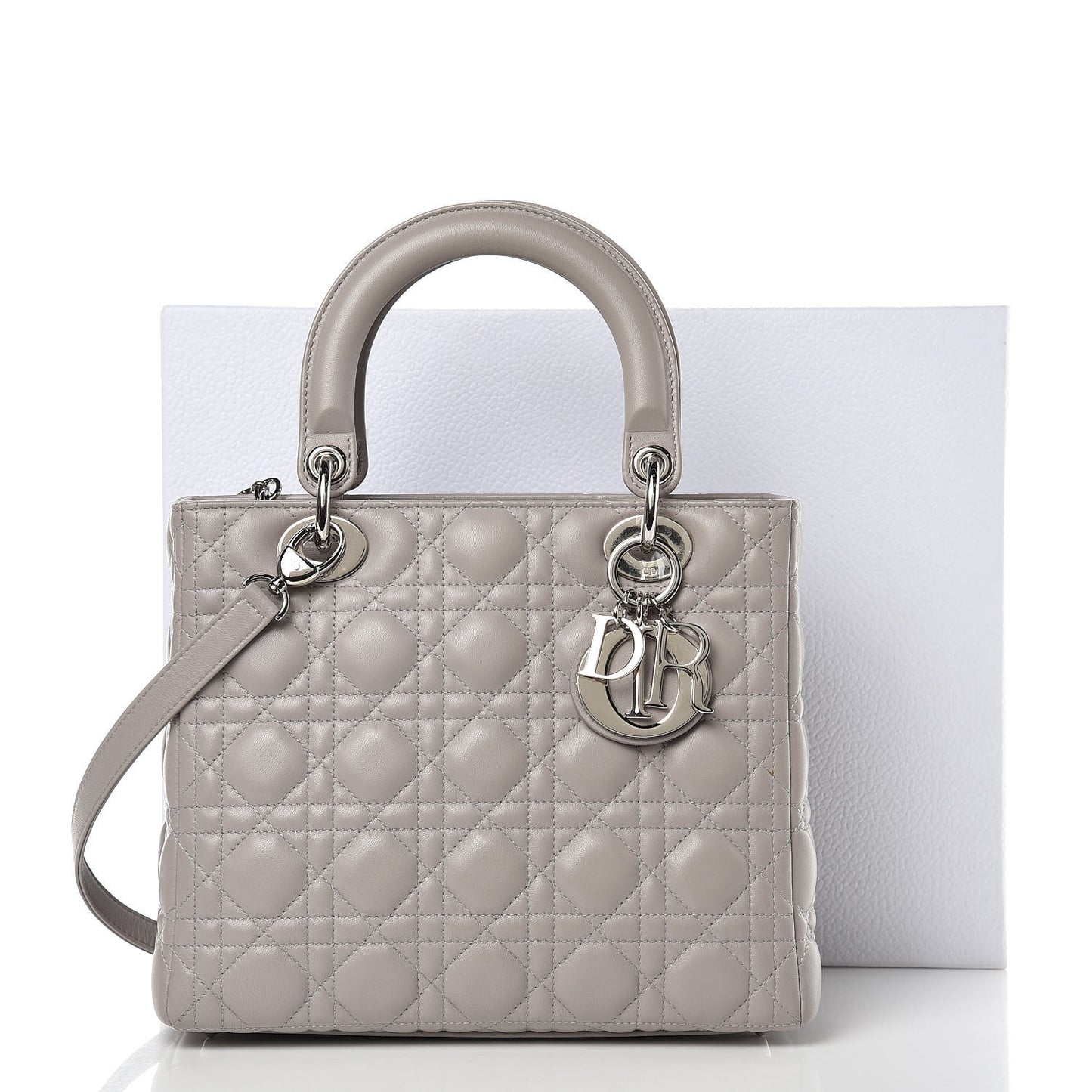 Lambskin Cannage Medium Lady Dior Grey