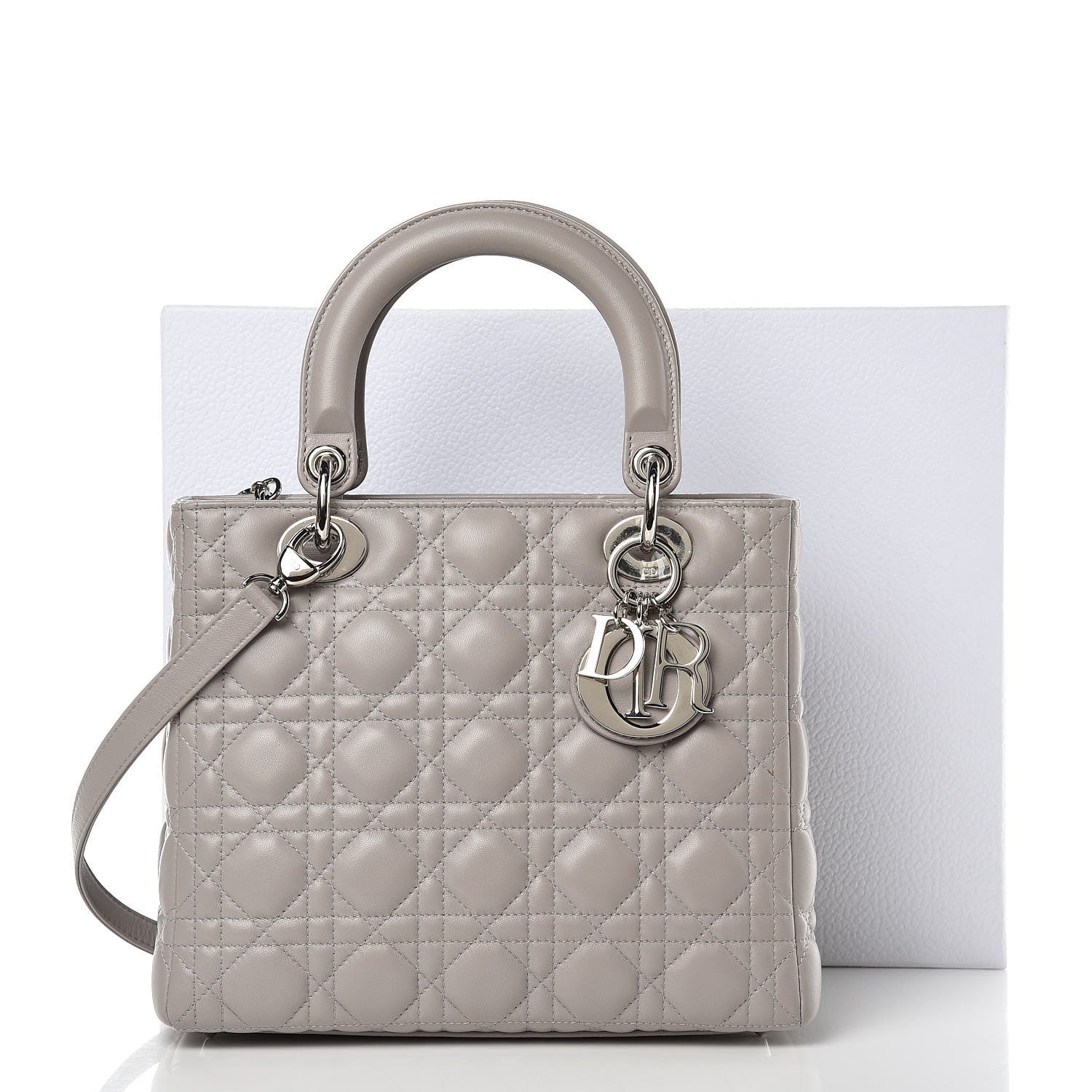 Christian Dior Lambskin Cannage Medium Lady Dior Grey 10 of 10