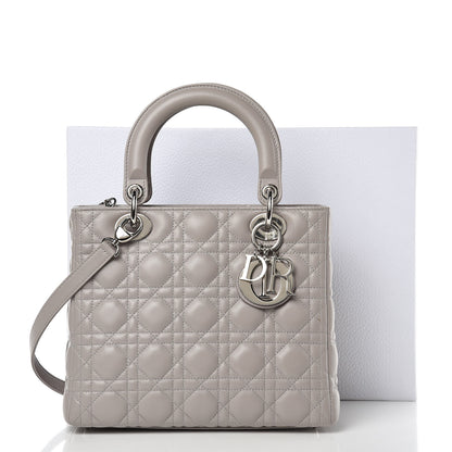 Christian Dior Lambskin Cannage Medium Lady Dior Grey 10 of 10