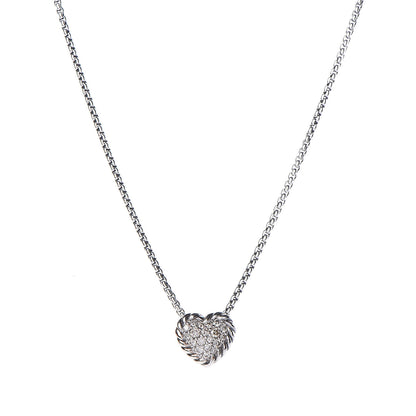 David Yurman Sterling Silver Diamond Petite Pave Heart Necklace 4 of 6