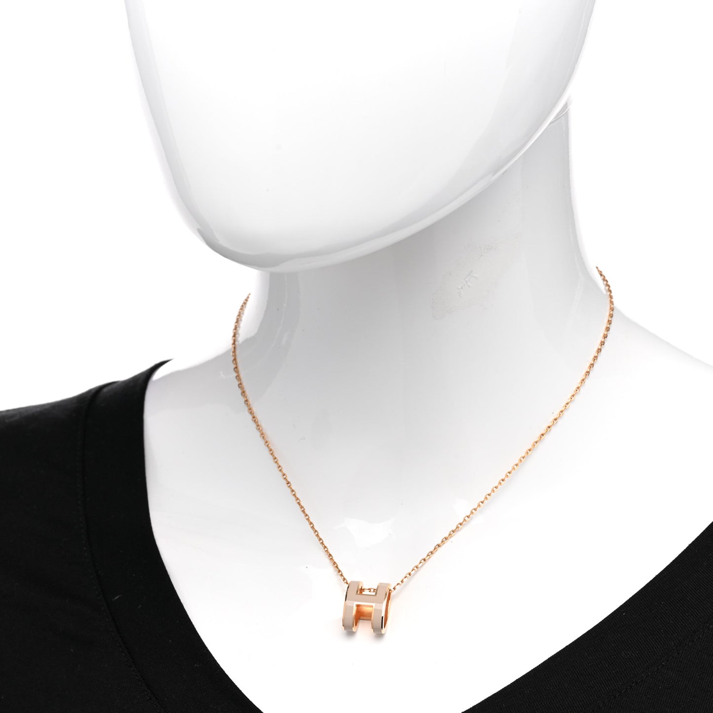 Lacquered Rose Gold Pop H Pendant Necklace Marron Glace