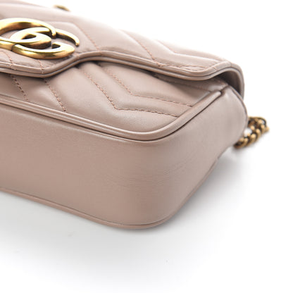 Gucci Calfskin Matelasse Super Mini GG Marmont Shoulder Bag Porcelain Rose 8 of 8