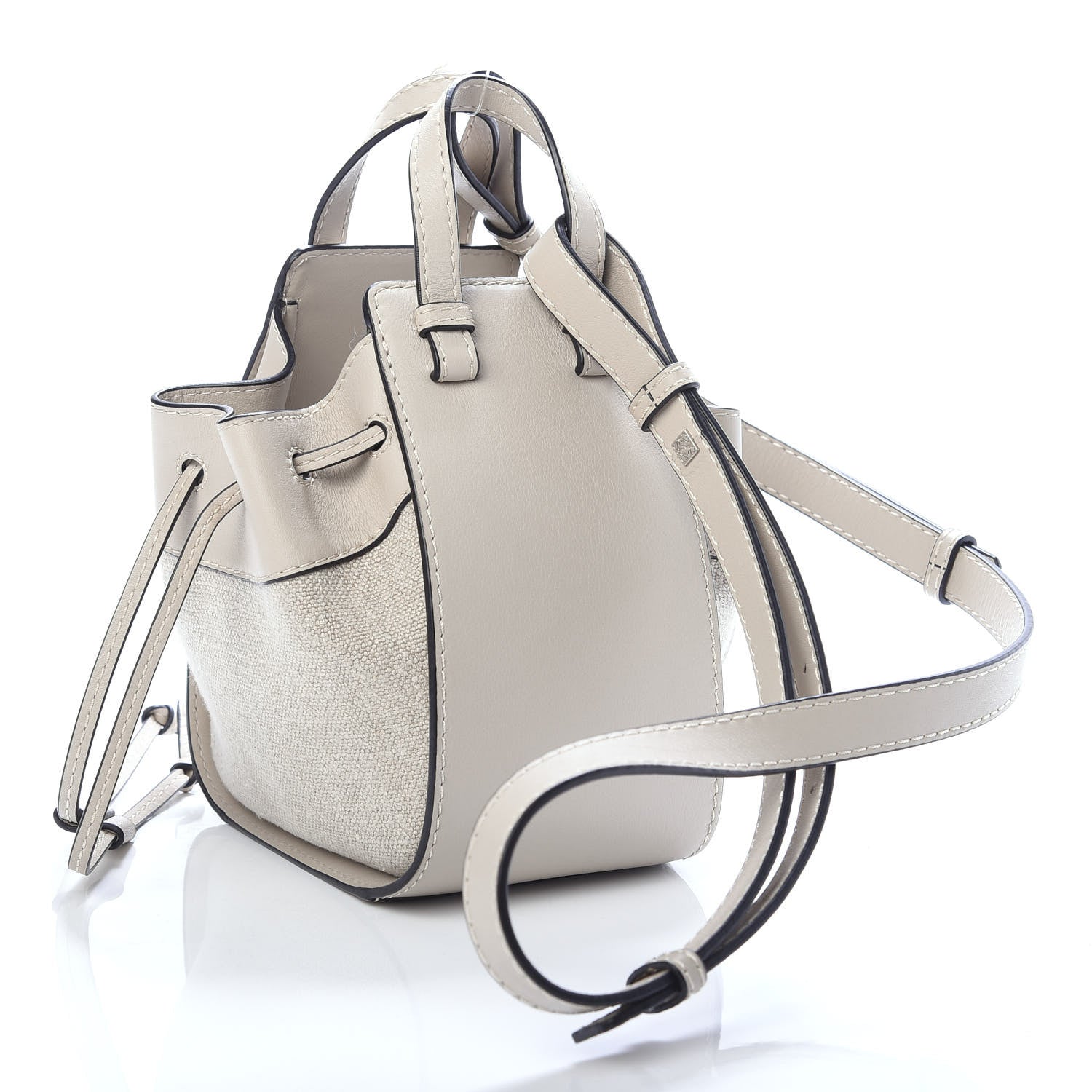 Loewe Calfskin Canvas Mini Hammock Shoulder Bag Natural Light Oat 3 of 10