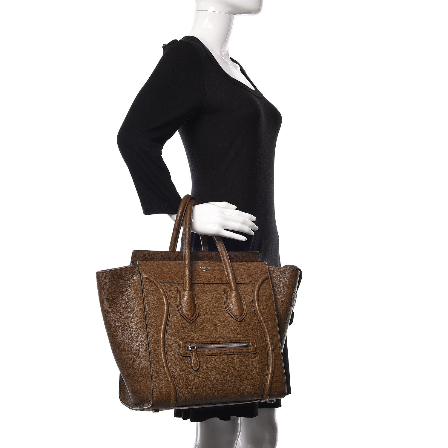 Celine Drummed Calfskin Mini Luggage Moss Green 2 of 14