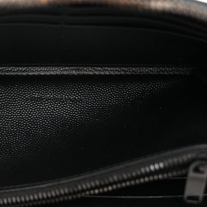 Saint Laurent Grain De Poudre Matelasse Chevron Monogram Monochrome Zip Around Wallet Black 7 of 8